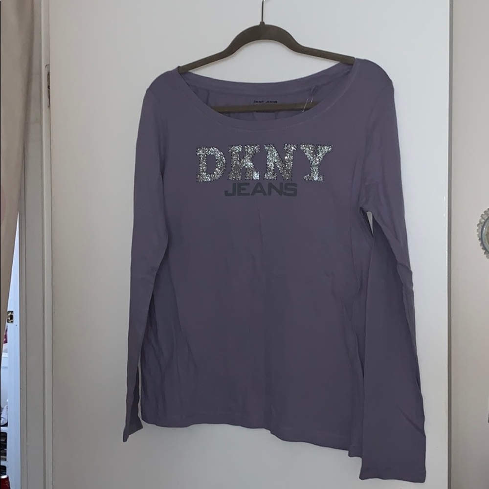 DKNY Purple Long Sleeve Logo Tee